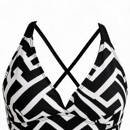 Criss Cross V Neck Flowy Tankini Set - image 9
