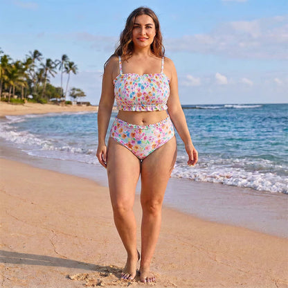 Blush Floral Smocked Bikini Set - image 6