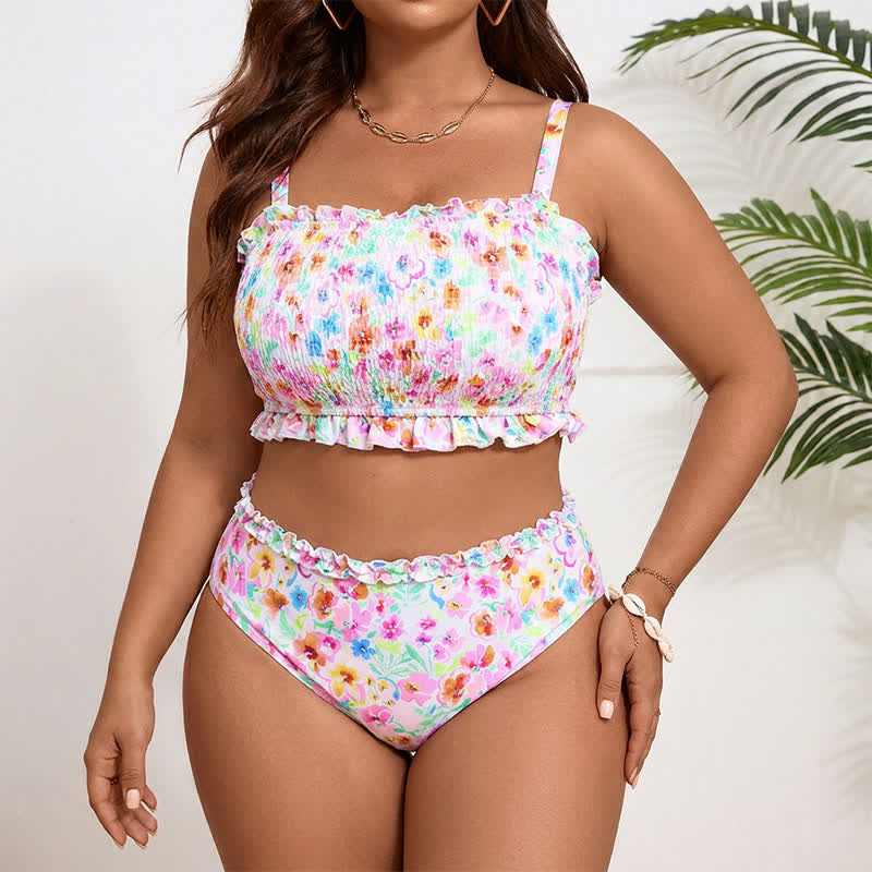 Blush Floral Smocked Bikini Set - image 3