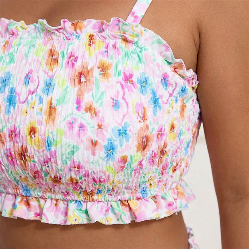 Blush Floral Smocked Bikini Set - image 7