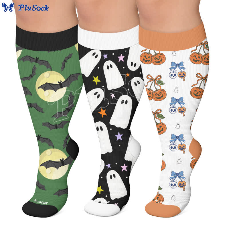 Plus Size Moon Bat Skull Compression Socks - image 0
