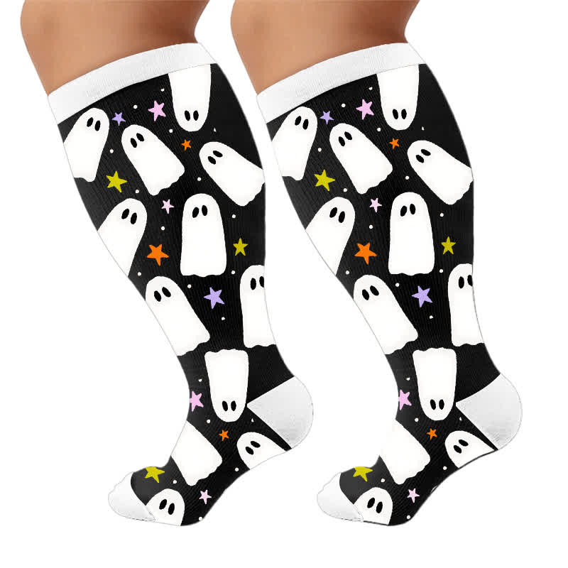 Plus Size Moon Bat Skull Compression Socks - image 9