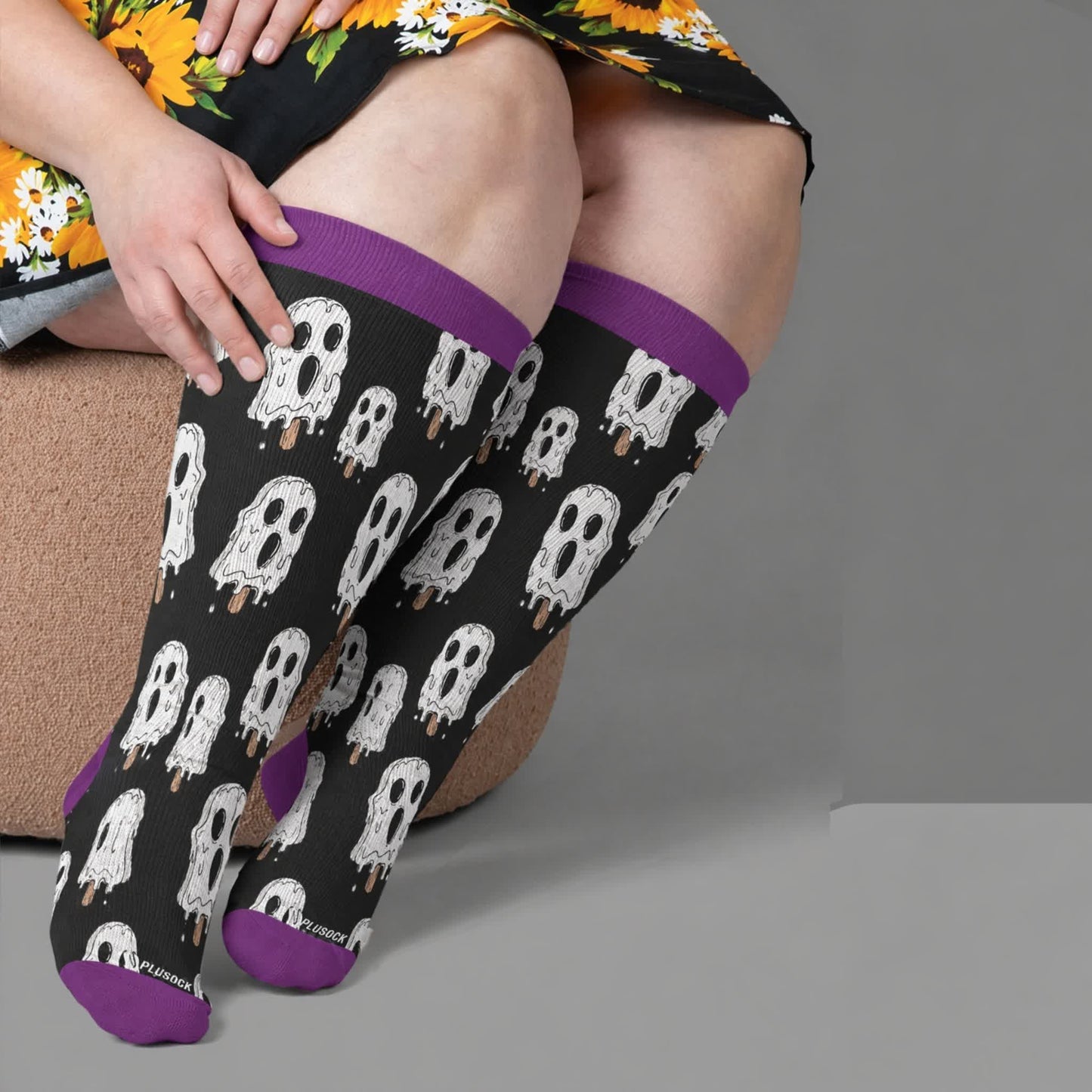 Plus Size Skull Ice Cream Compression Socks - Black(1 Pair) - 4XL - image 1