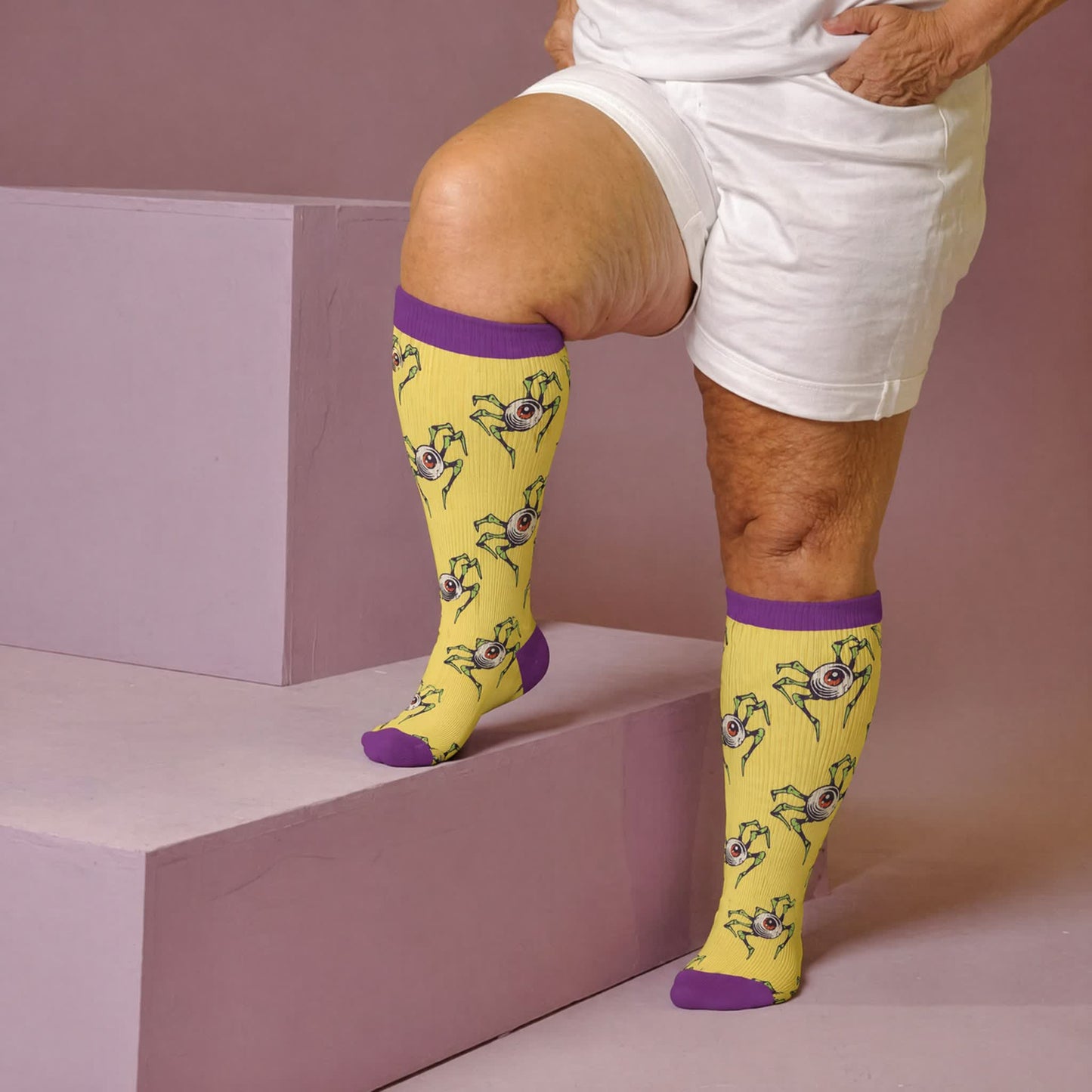 Plus Size Snail Skull Compression Socks - Purple(1 Pair) - 4XL - image 1