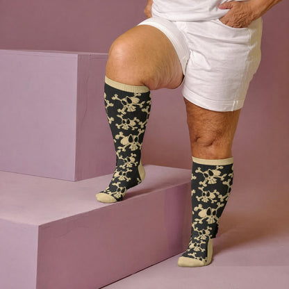 Plus Size Snail Skull Compression Socks - Apricot(1 Pair) - 4XL - image 3