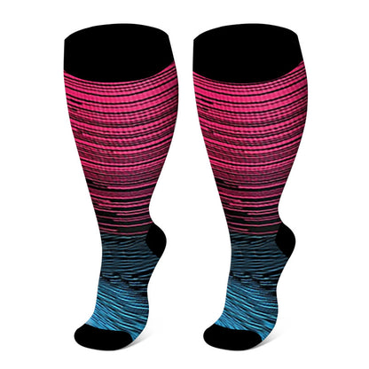 Plus Size Pure Color Compression Socks 2XL-7XL - Rose - 7XL - image 13
