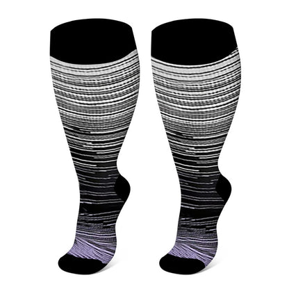 Plus Size Bright Stripe Compression Socks 2XL-7XL - Purple - 7XL - image 14