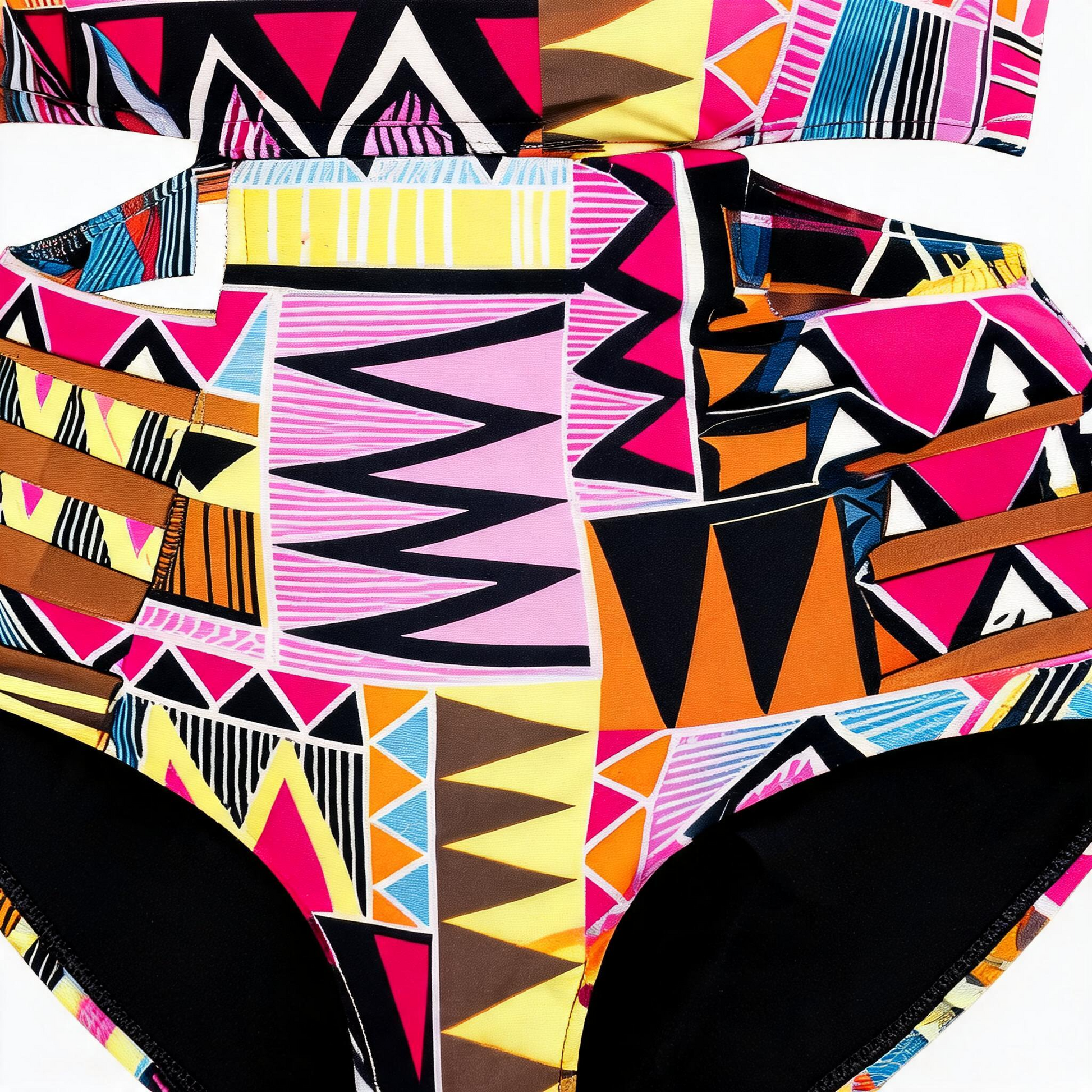 Tribal Geo Print High Waist One-Piece Swimsuit - image 5