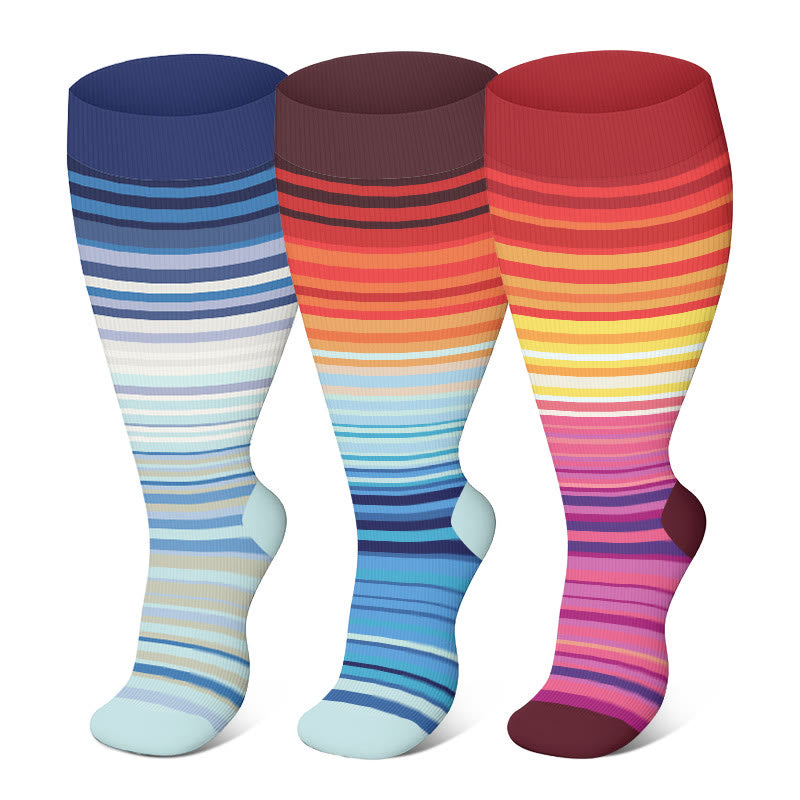 Plus Size Color Pattern Compression Socks - image 0