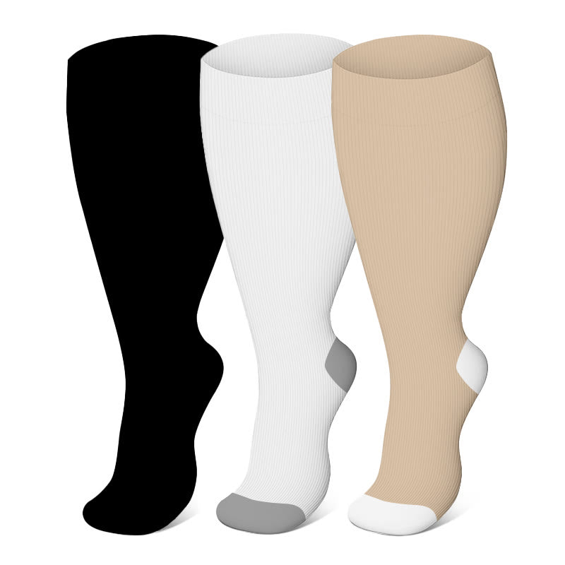 Plus Size Solid Color Elastic Compression Socks - image 0