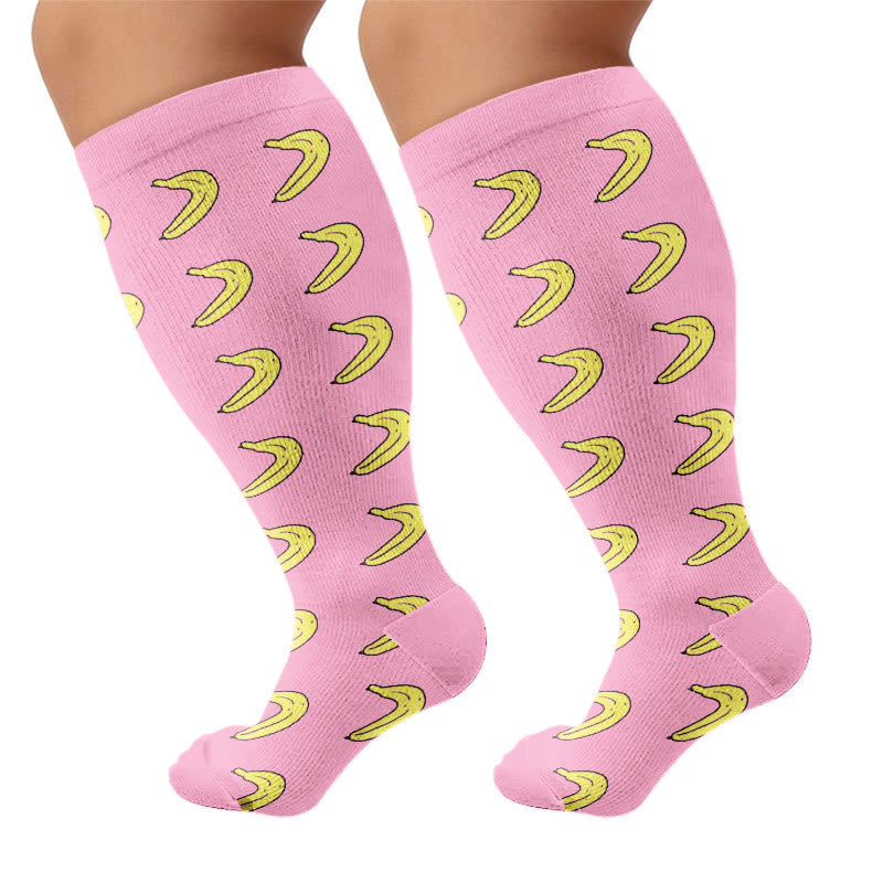 Plus Size Fruity Fun Compression Socks - Banana - 4XL - image 9