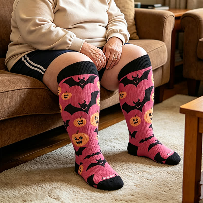 Plus Size Snail Pumpkin Compression Socks - Black(1 Pair) - 4XL - image 3