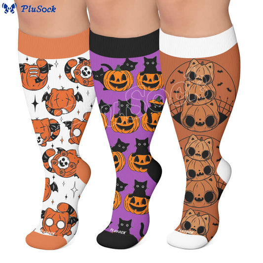 Plus Size Pumpkin Parade Compression Socks - image 0