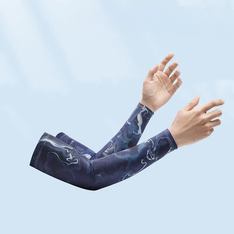 Landscape Printed Cooling Arm Sleeves(4 Pairs) - Blue - One Size - image 3