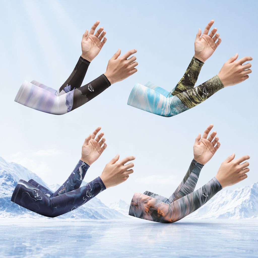 Landscape Printed Cooling Arm Sleeves(4 Pairs) - Multicolor - One Size - image 0