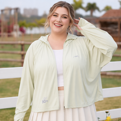 Hooded Zip Sun Protection Jacket - Green - 4XL - image 5