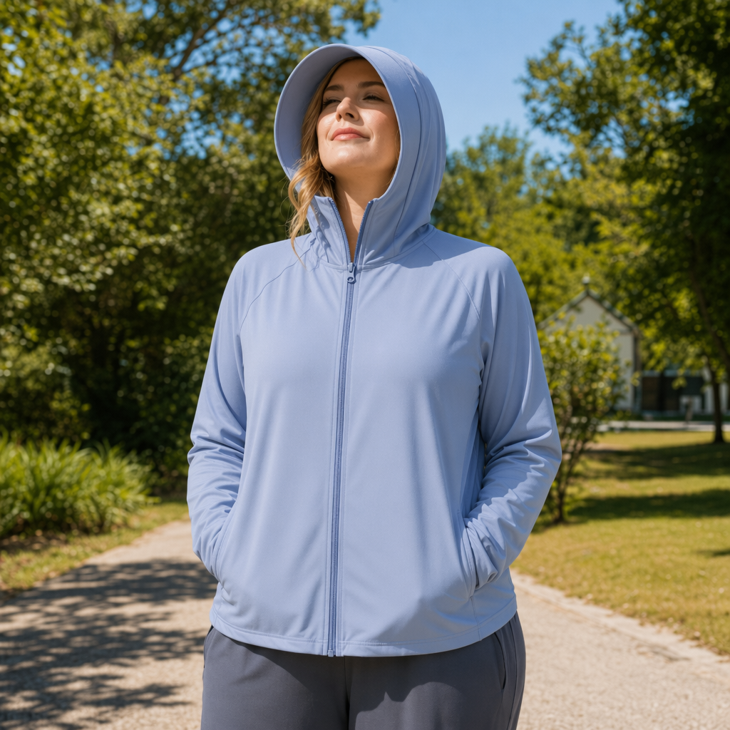 Lightweight Hooded Sun Protection Clothing - Blue - 4XL - image 8