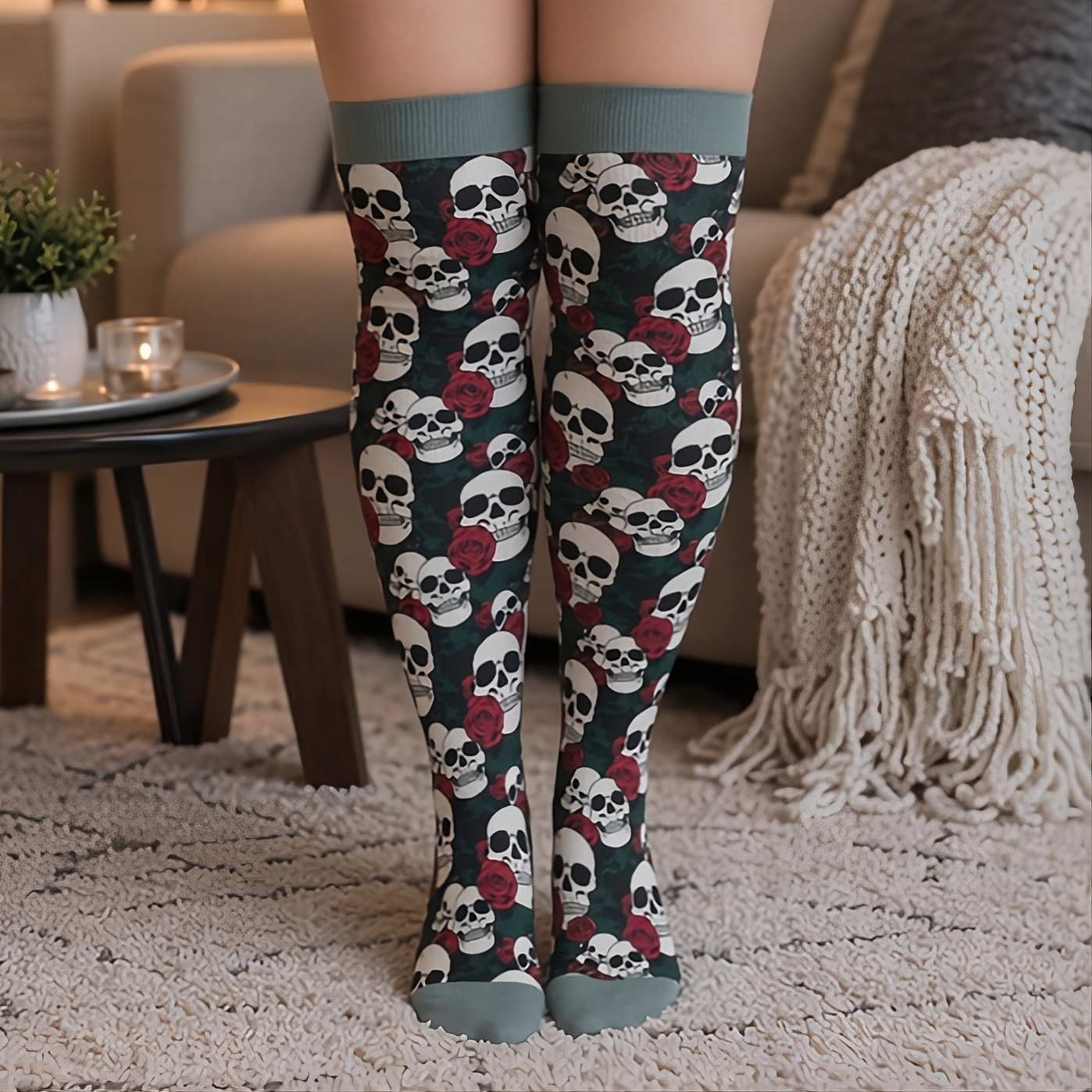 Plus Size Skull Compression Socks - image 1