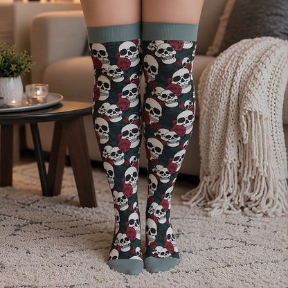 Plus Size Skull Compression Socks - image 1