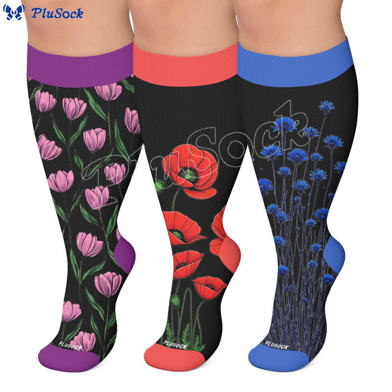 Plus Size Midnight Tulip Compression Socks - image 0