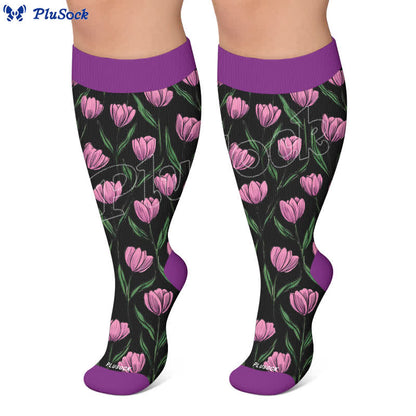 Plus Size Midnight Tulip Compression Socks - image 5