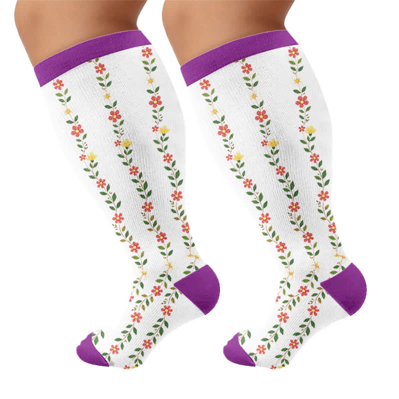 Plus Size Floral Ribbed Compression Socks - image 8