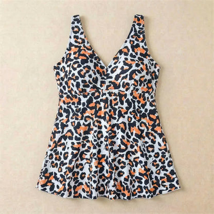 Leopard Flower Print Empire Waist Swim Dress - image 22