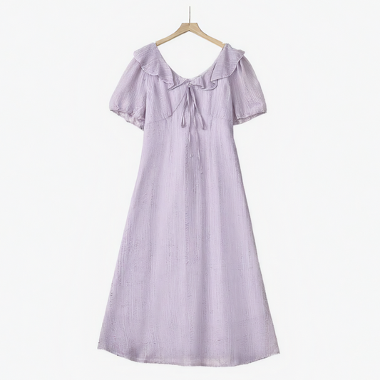 Plus Size Cottagecore Tea-Length Dress - Purple - 6XL - image 0