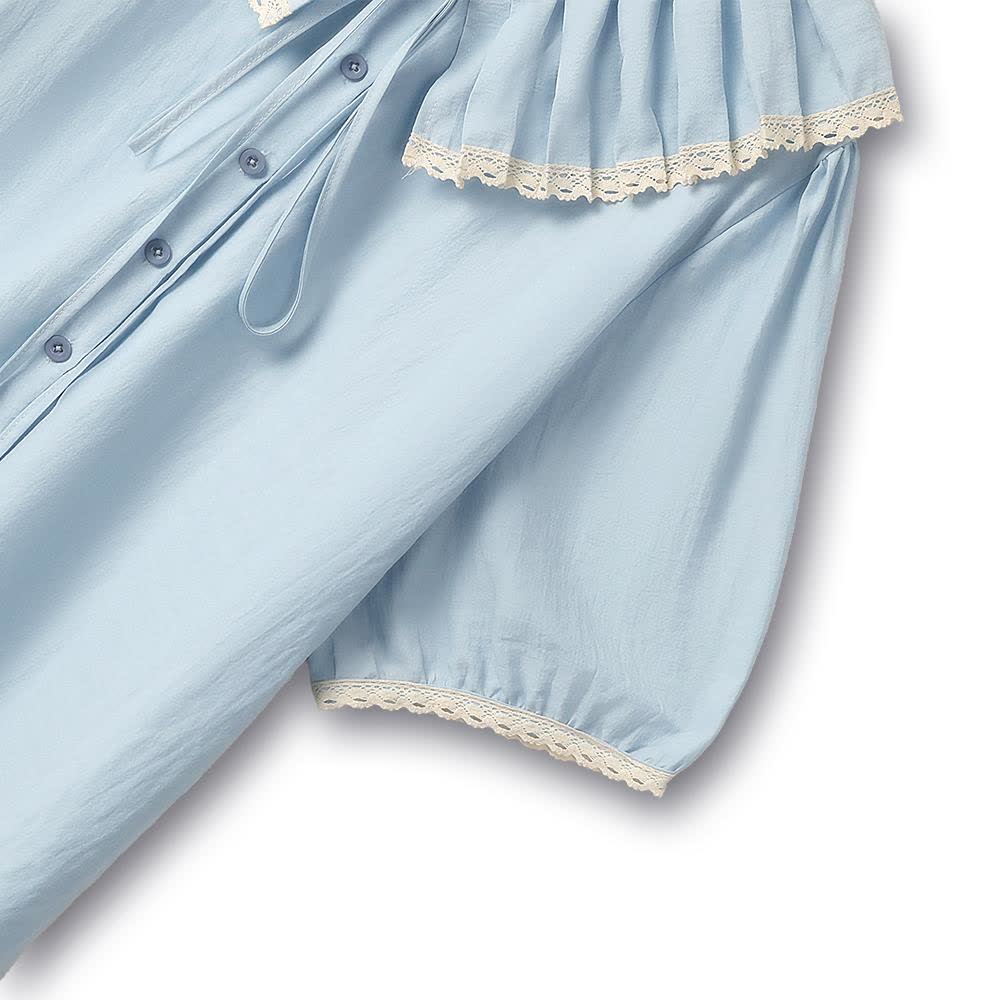 Plus Size Ruffle Collar Lace Trim Blouse - image 2
