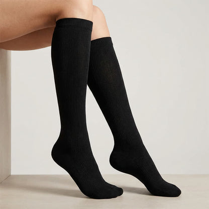 Plus Size Solid Color Anti-slip Compression Socks(6 Pairs) - image 1