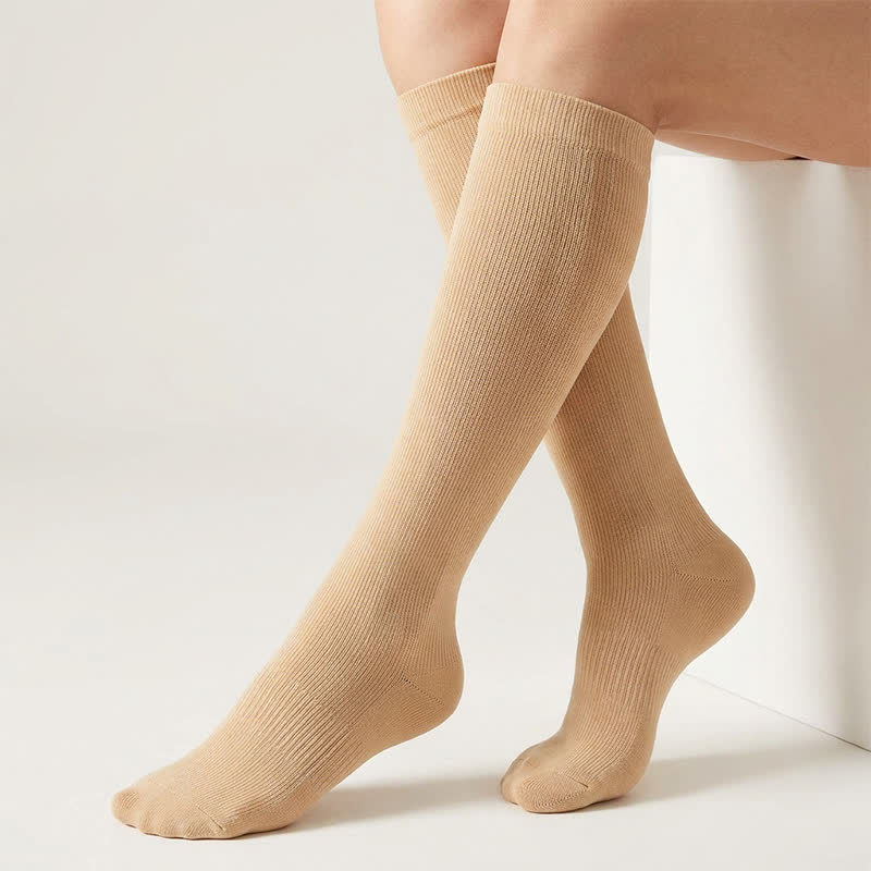 Plus Size Solid Color Anti-slip Compression Socks(6 Pairs) - image 2