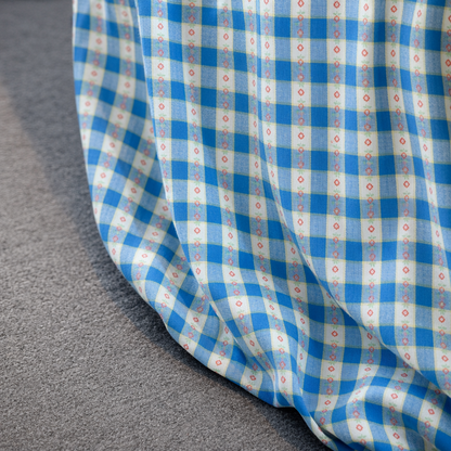 Plus Size Blue Gingham Square Neck Puff Sleeve Midi Dress - image 5