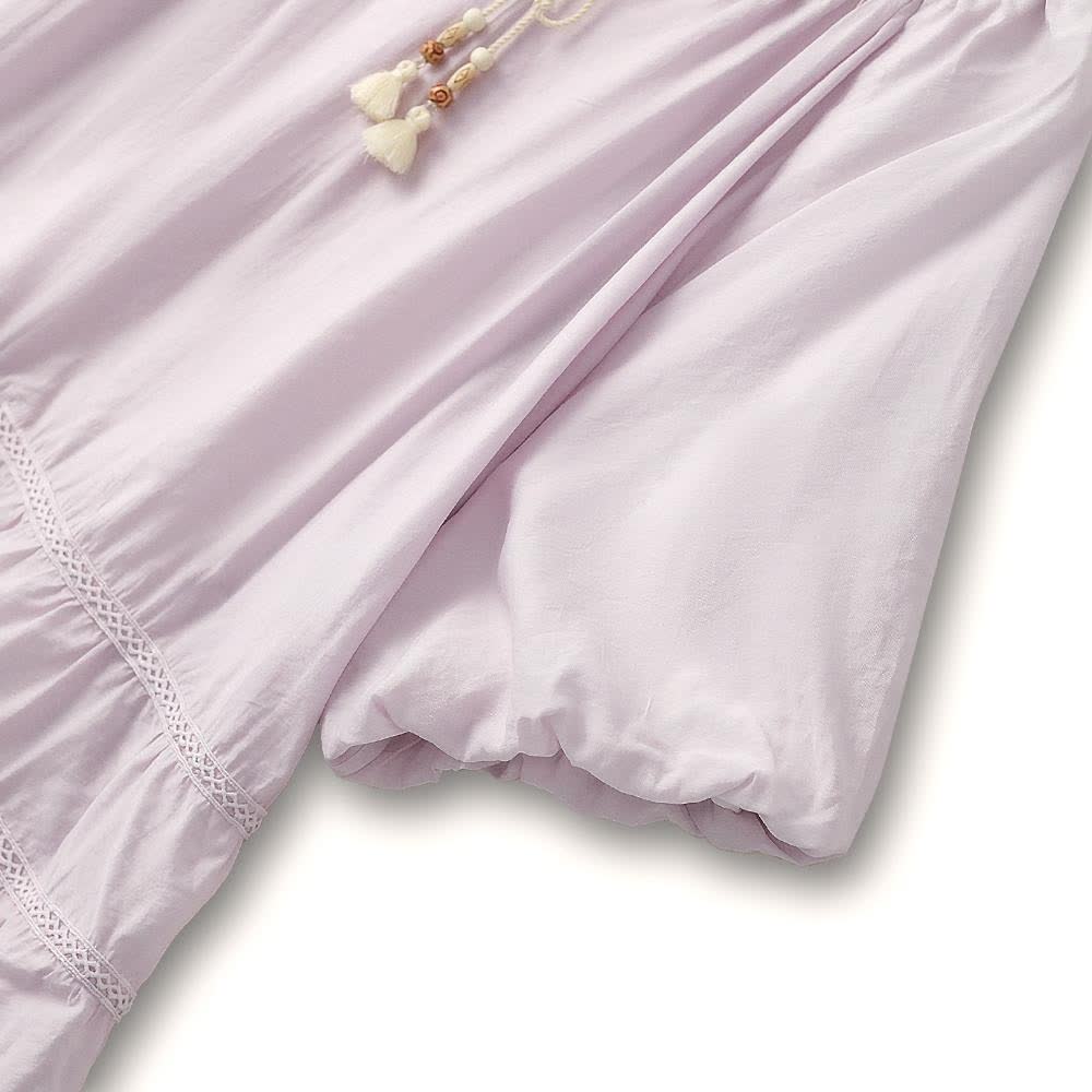 Plus Size Lavender Tassel Tie Boho Blouse - image 2