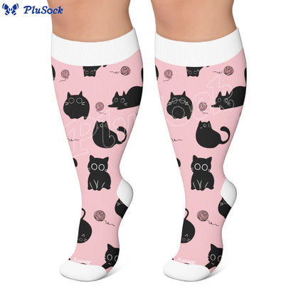 Plus Size Color Pop Cat Compression Socks - image 7