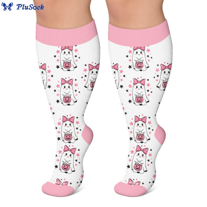 Plus Size Pink Purple Novelty Compression Socks - image 5
