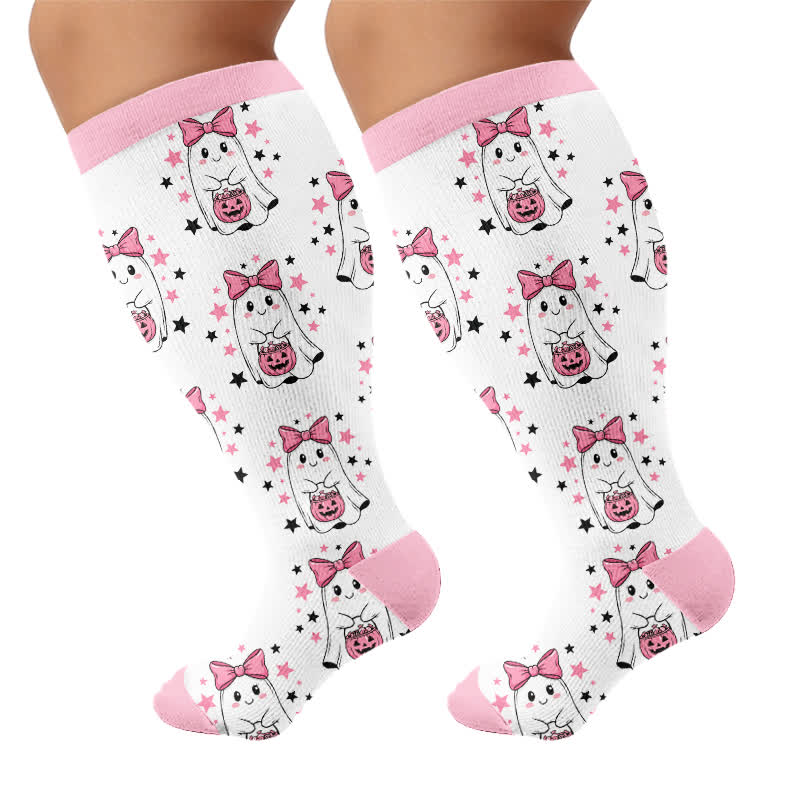 Plus Size Pink Purple Novelty Compression Socks - image 8