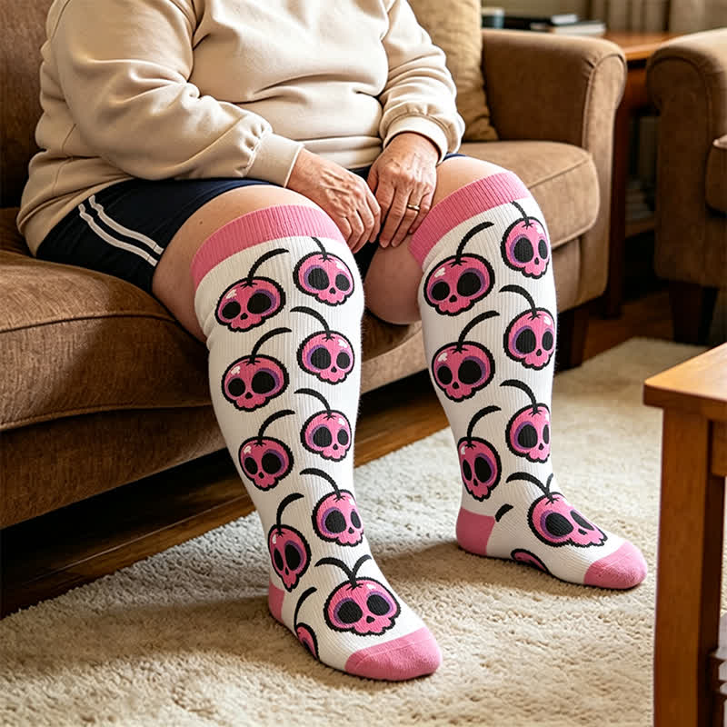 Plus Size Cartoon Alt Compression Socks - White(1 Pair) - 4XL - image 2