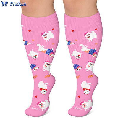 Plus Size Cartoon Flower & Animal Print Compression Socks - image 7