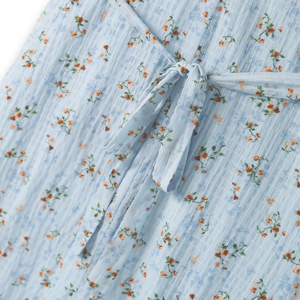 Plus Size Blue Floral Puff Sleeve Midi Dress - image 3