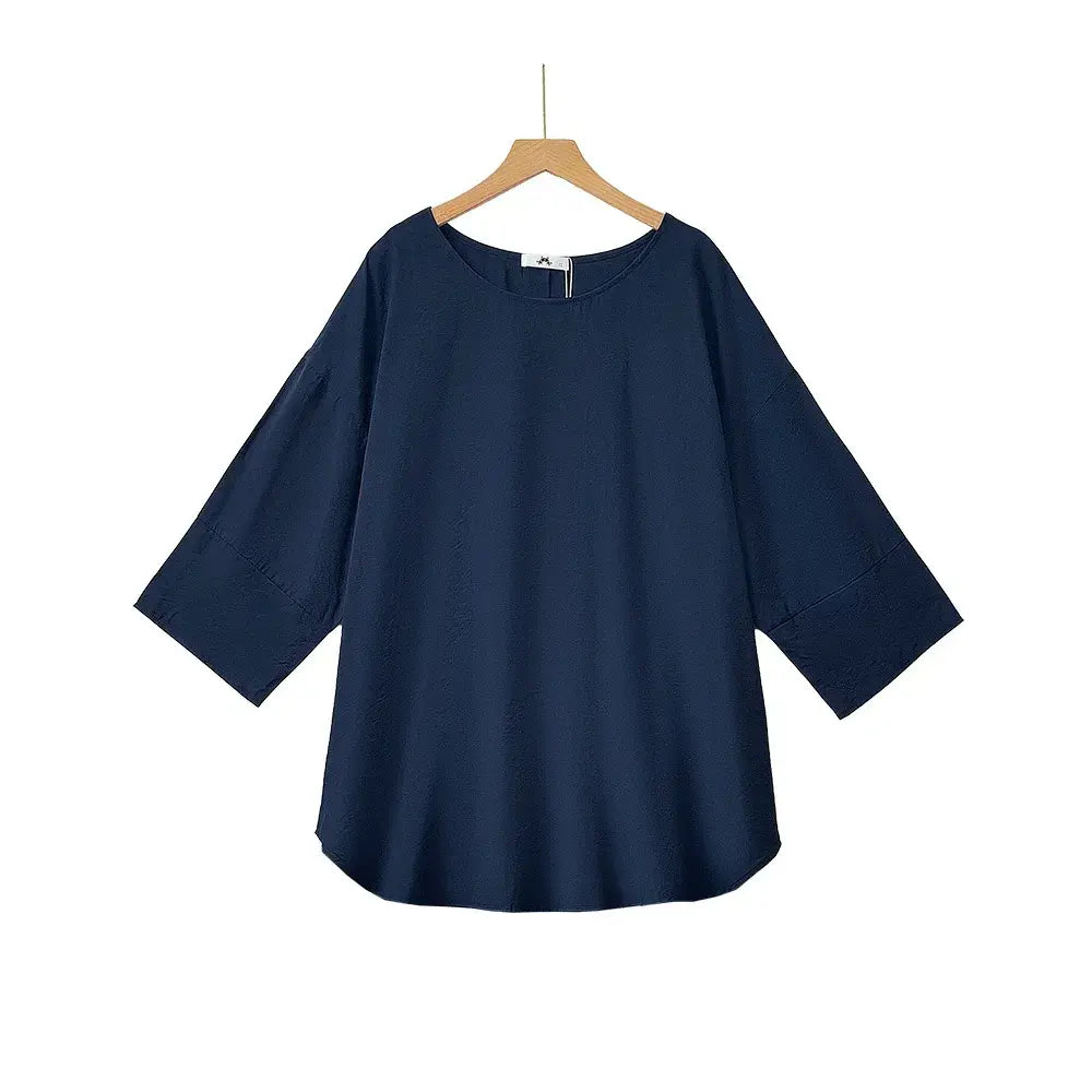 Plus Size Navy Top Animal Print Dress Set - Blouse - 6XL - image 6