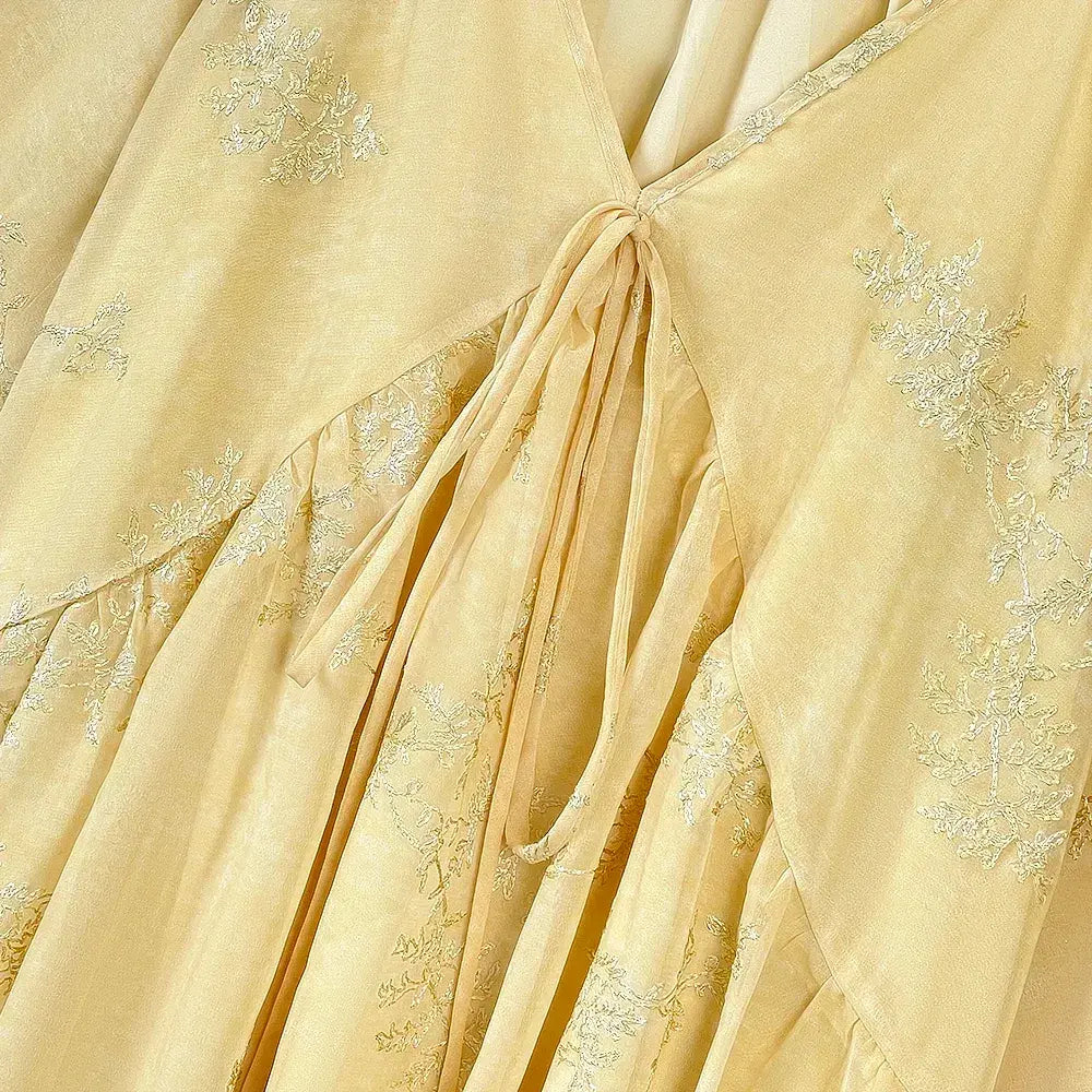 Plus Size Yellow Floral Cape Top Maxi Skirt Set - image 2