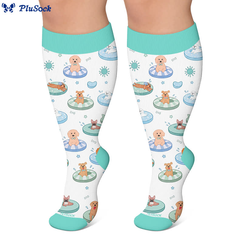 Plus Size Beach Capybara & Dog Print Compression Socks - image 5