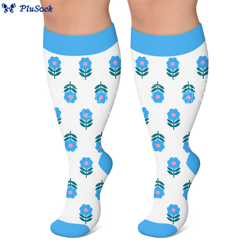 Plus Size Pastel Daisy Compression Socks - image 5