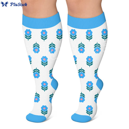 Plus Size Pastel Daisy Compression Socks - image 5