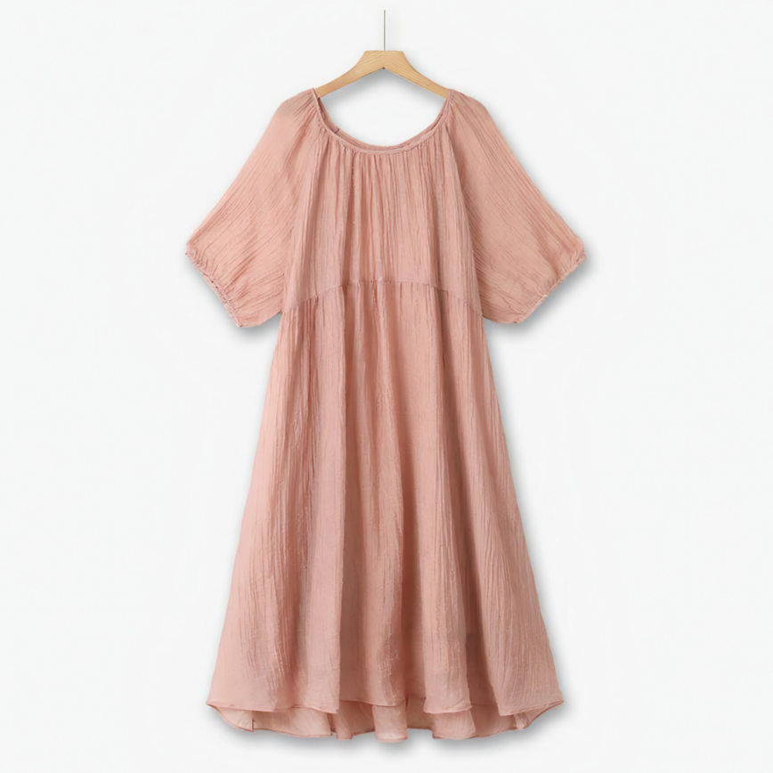 Plus Size Pink Textured Empire Midaxi Dress - Pink - 6XL - image 0