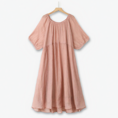 Plus Size Pink Textured Empire Midaxi Dress - Pink - 6XL - image 0
