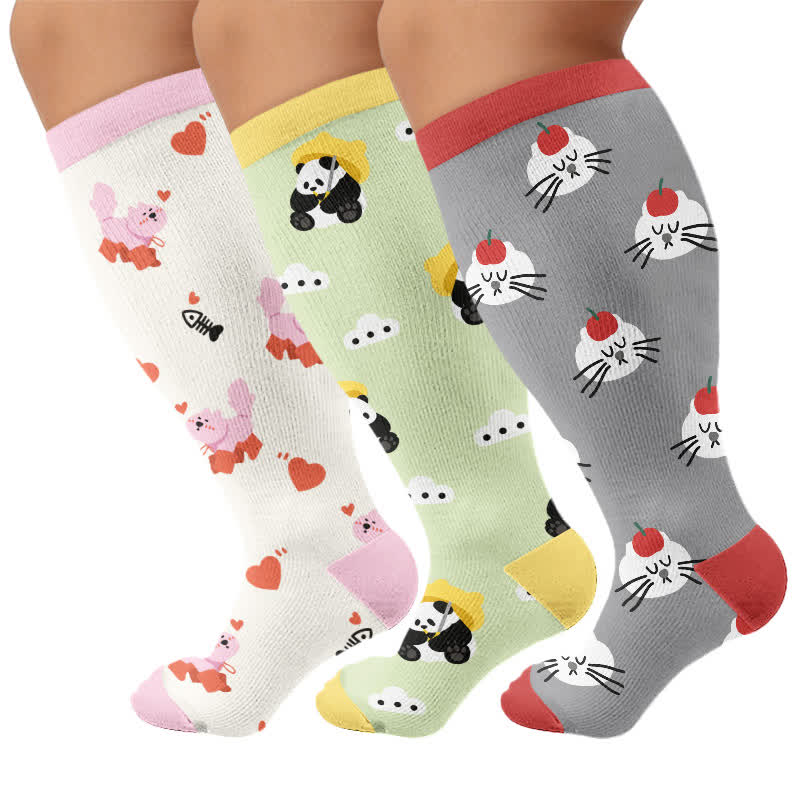 Plus Size Panda Cat Dog Print Compression Socks - image 4