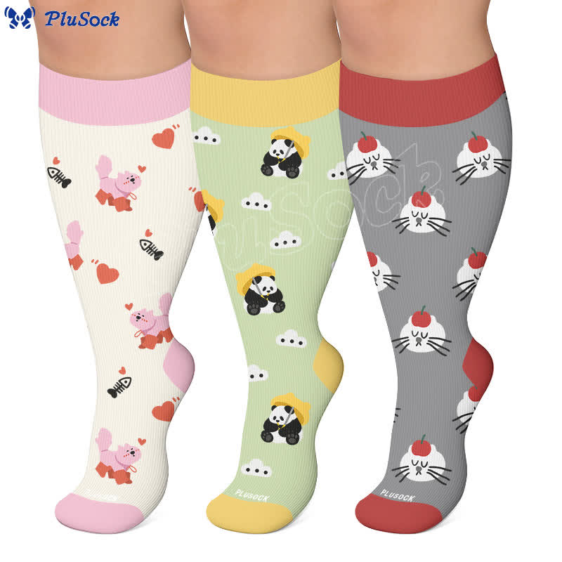 Plus Size Panda Cat Dog Print Compression Socks - image 0
