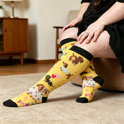 Plus Size Heart Sunglasses Dog Compression Socks - image 1