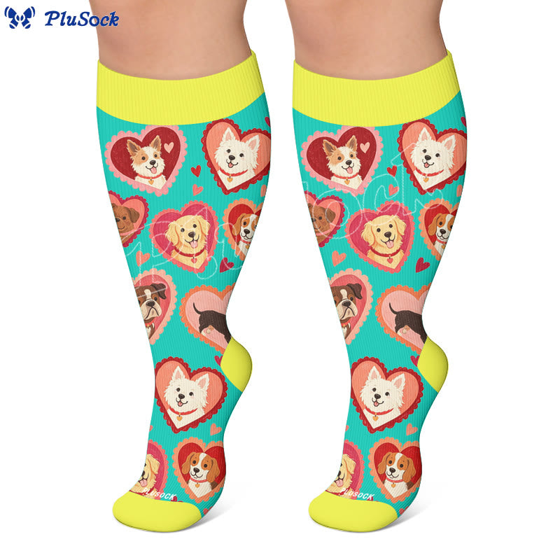 Plus Size Heart Sunglasses Dog Compression Socks - image 6